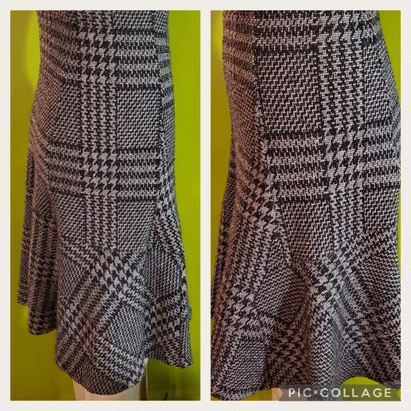 Theory Gray Glen Plaid Nikay Stretch Fit and Flare Dress - Picture 4 of 12